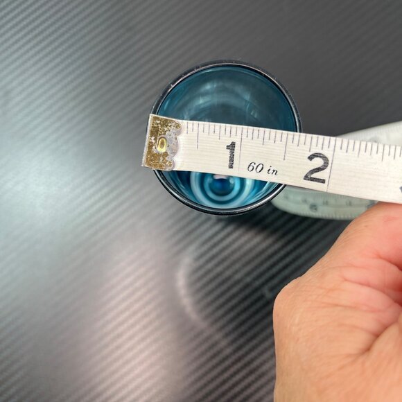 Azure Blue Liquor Aperitif Shooter Shot Glasses Controlled Bubble Base Set of 4 - Picture 6 of 8